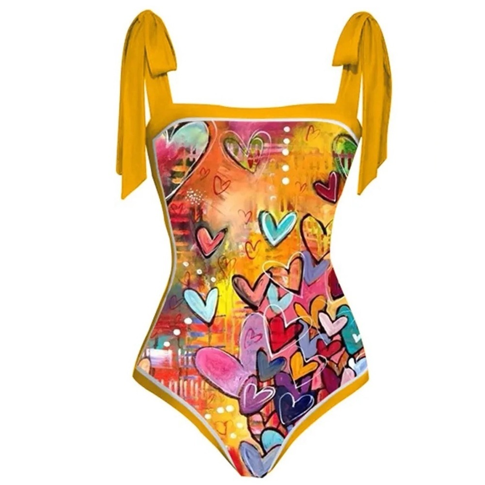 One piece bathing suit & sarong New Heart‎ Print Swimsuit and Sarong Set plus 4X - Picture 2 of 9
